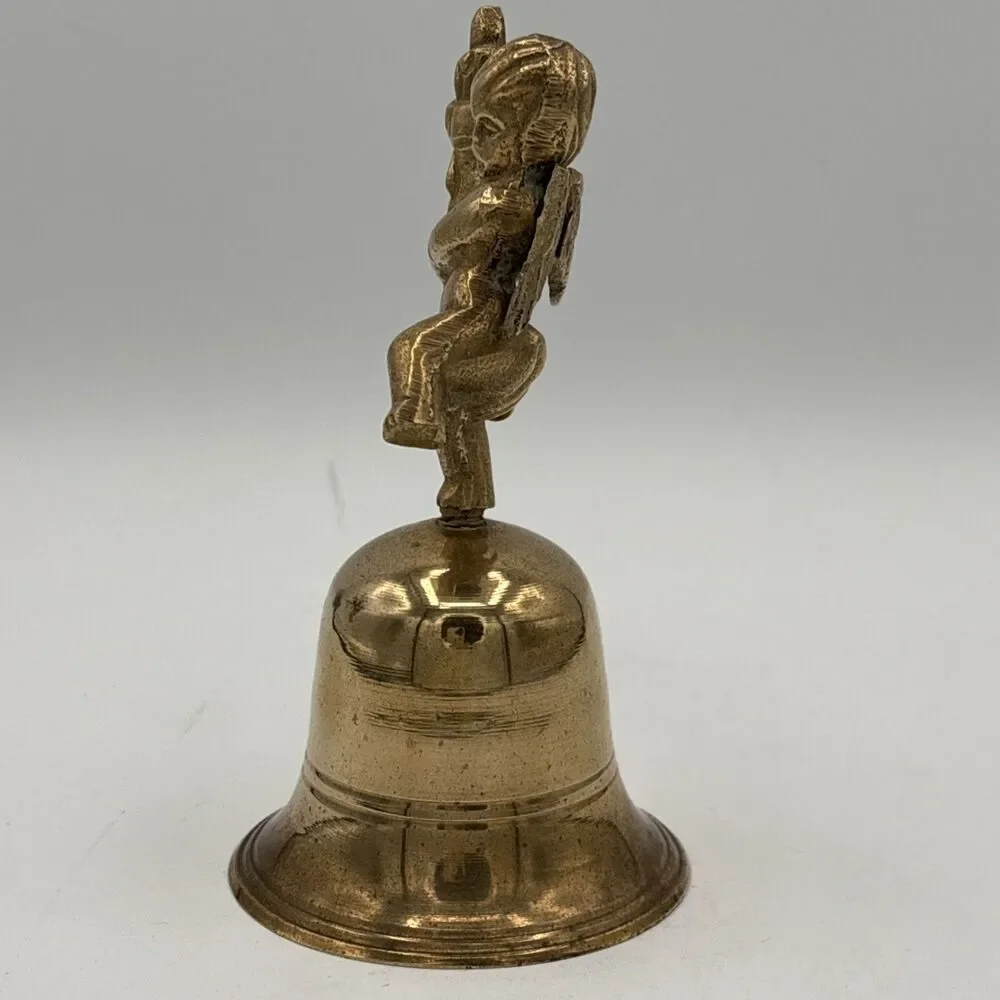 Vintage Brass Cherub Angel Bell Solid Brass Made in India Decorative